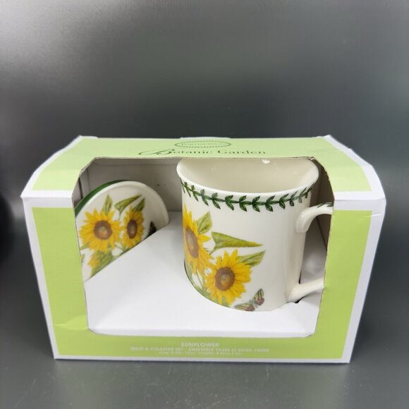 Portmeirion Botanic Garden Sunflower Mug Coaster Porcelain Sunflower New In Box - Picture 1 of 10